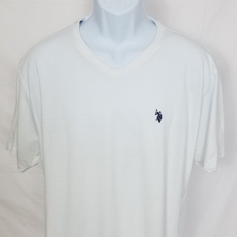 Mens U.S. Polo Assn White V-neck